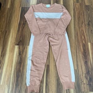 anthropologie saturday/sunday tan loungewear set